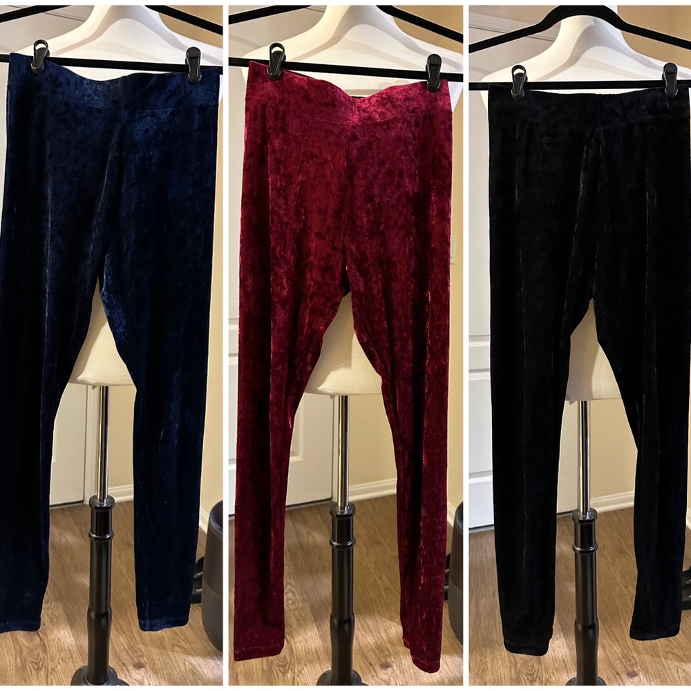 Luxurious Velvet Leggings - Midnight Blue, Rich Burgundy, and Classic Black